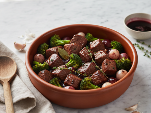 Recette Veau au vin rouge aux brocolis au Cookeo - Plat principal Française - Photo du plat prêt à déguster