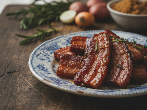 Recette Bacon caramélisé au Cookeo - Accompagnement Anglaise - Photo du plat prêt à déguster