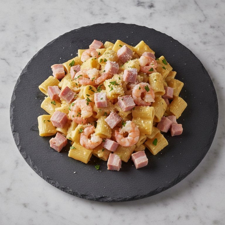 Recette Crevettes Carbonara au Cookeo - Plat principal Italienne - Photo du plat prêt à déguster
