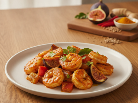 Recette Crevettes Madras aux Figues au Cookeo - Plat principal Indienne - Photo du plat prêt à déguster