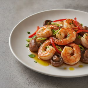 Crevettes braisées aux champignons – Recette Cookeo