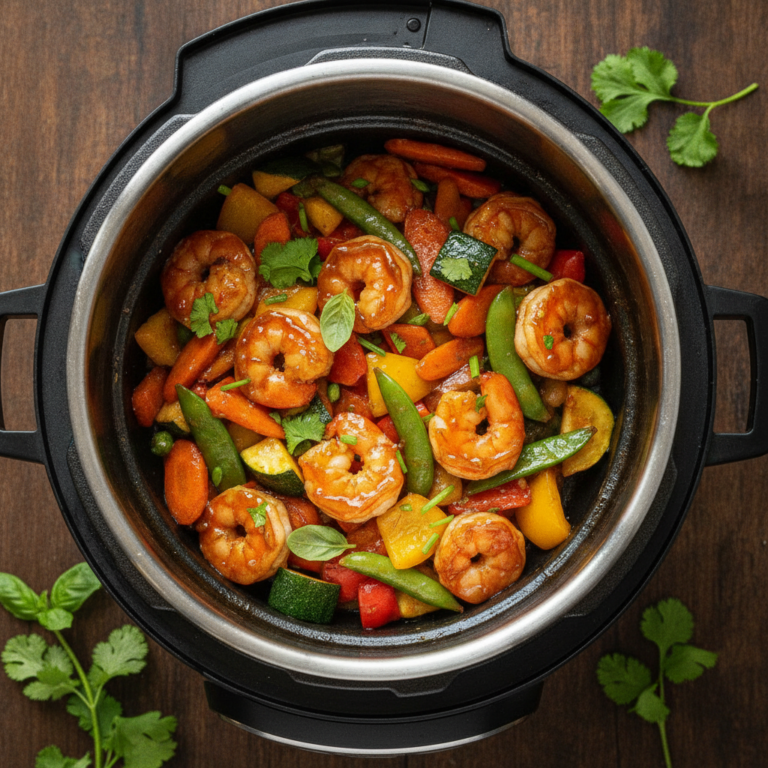 Recette Crevettes caramélisées aux légumes au Cookeo - Plat principal Asiatique - Photo du plat prêt à déguster