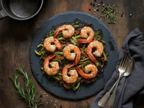 Recette Crevettes confites aux choux au Cookeo - Plat principal Française - Photo du plat prêt à déguster