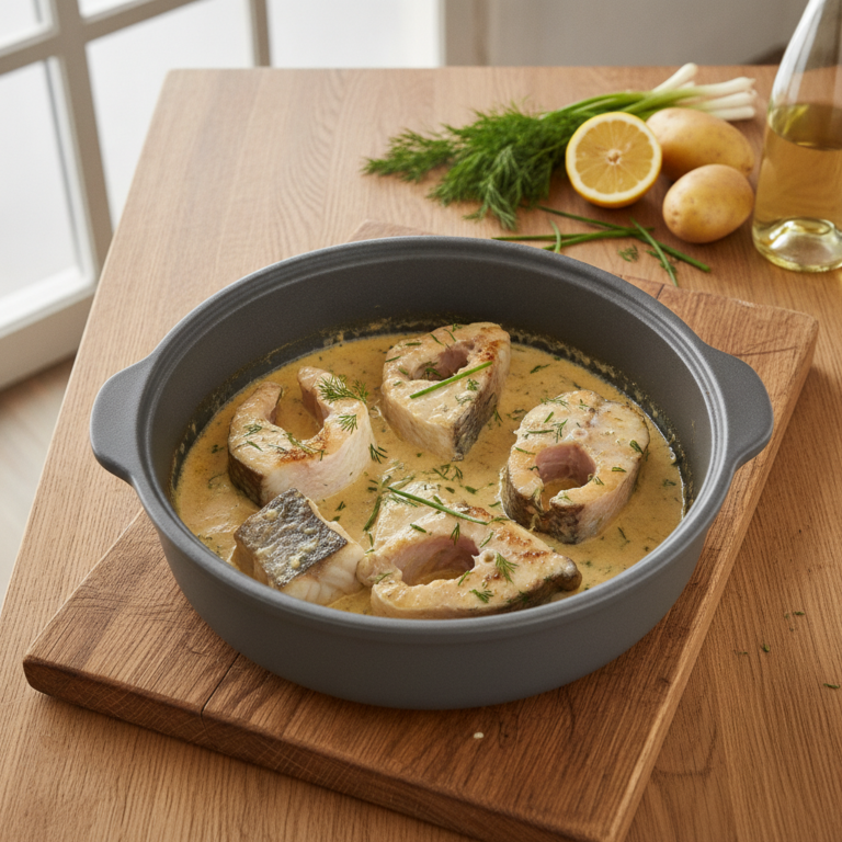 Recette Merlu à la crème au Cookeo - Plat principal Française - Photo du plat prêt à déguster
