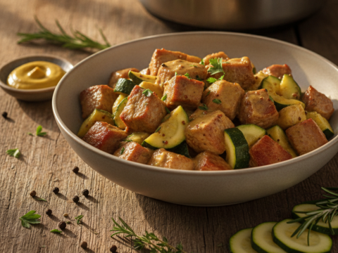 Recette Porc à la moutarde aux courgettes au Cookeo - Plat principal Française - Photo du plat prêt à déguster