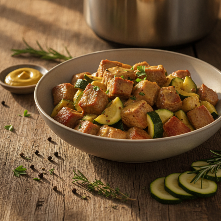 Recette Porc à la moutarde aux courgettes au Cookeo - Plat principal Française - Photo du plat prêt à déguster