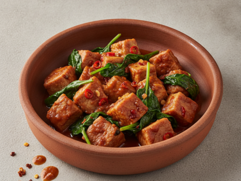 Recette Porc arrabiata aux épinards au Cookeo - Plat principal Italienne - Photo du plat prêt à déguster