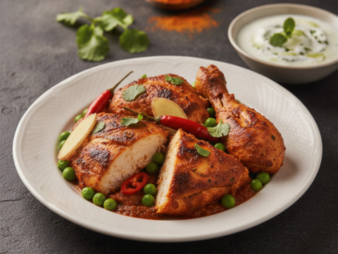 Recette Poulet Tandoori aux Petits Pois au Cookeo - Plat principal Indienne - Photo du plat prêt à déguster