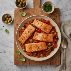 Saumon basquaise aux olives – Recette Cookeo