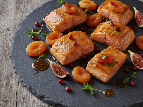 Recette Saumon caramélisé aux abricots au Cookeo - Plat principal Française - Photo du plat prêt à déguster