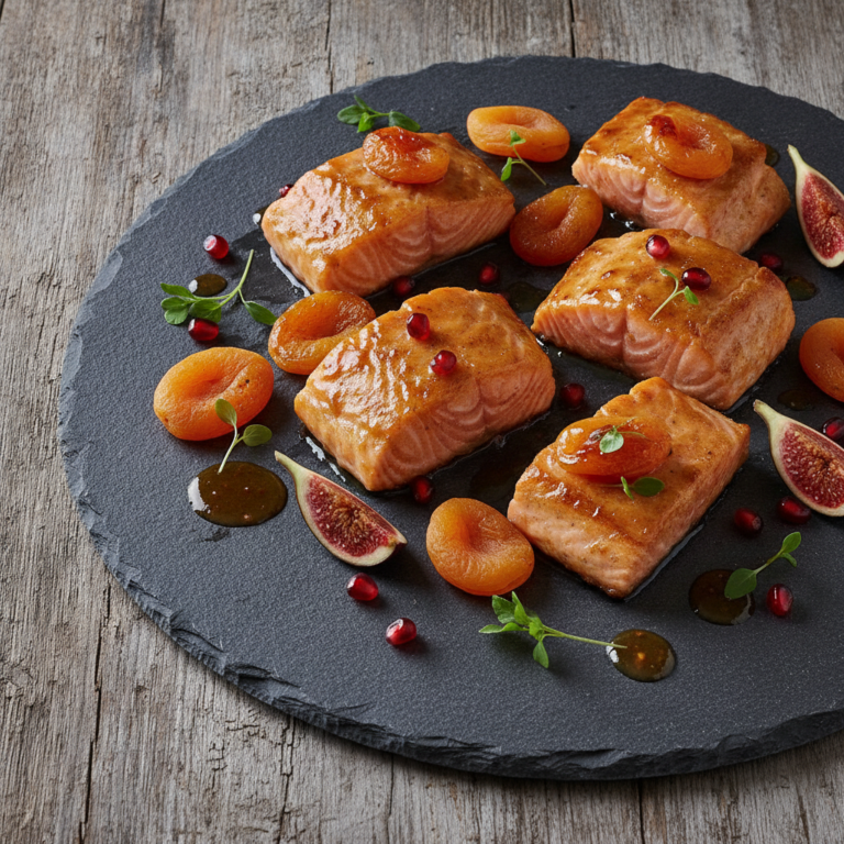 Recette Saumon caramélisé aux abricots au Cookeo - Plat principal Française - Photo du plat prêt à déguster