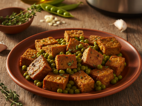 Recette Tempeh aux petits pois au Cookeo - Plat principal Indonésienne - Photo du plat prêt à déguster