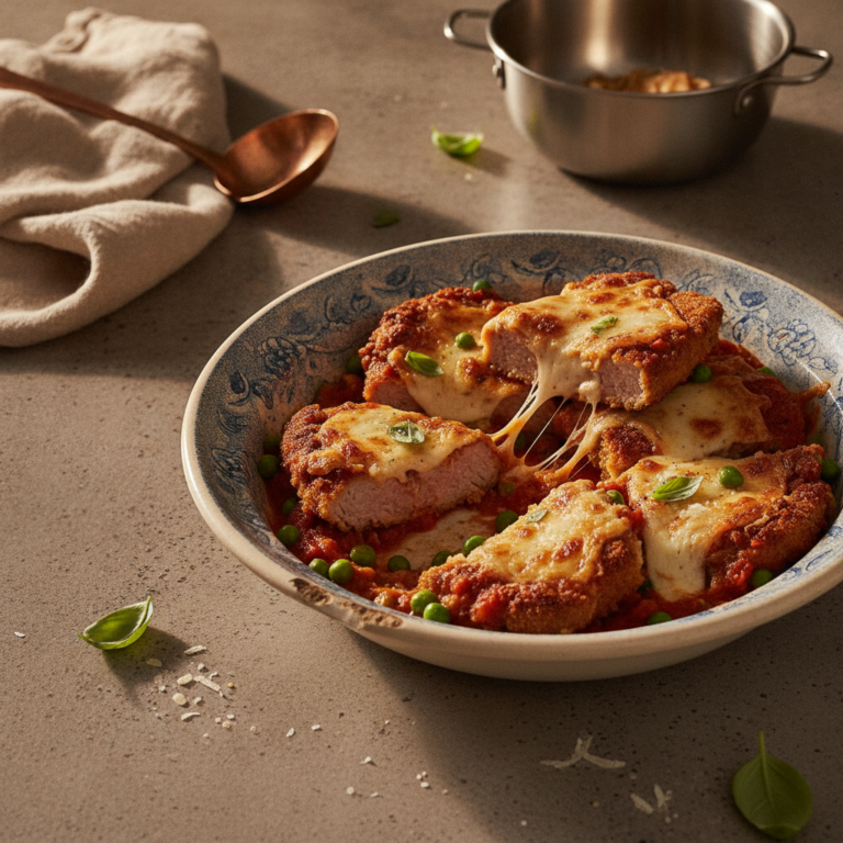Recette Veau Parmigiana aux Petits Pois au Cookeo - Plat principal Française - Photo du plat prêt à déguster