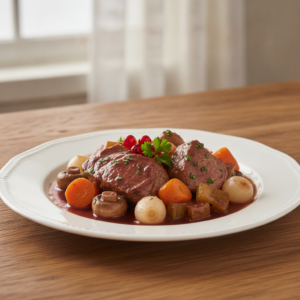 Veau au vin rouge aux légumes – Recette Cookeo