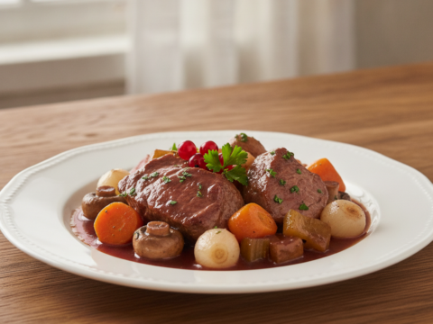 Recette Veau au vin rouge aux légumes au Cookeo - Plat principal Française - Photo du plat prêt à déguster