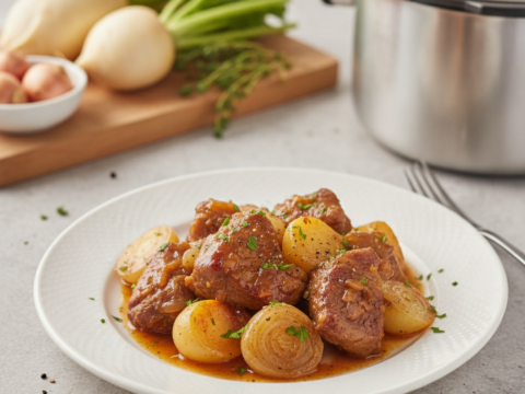 Recette Veau mijoté aux navets au Cookeo - Plat principal Française - Photo du plat prêt à déguster