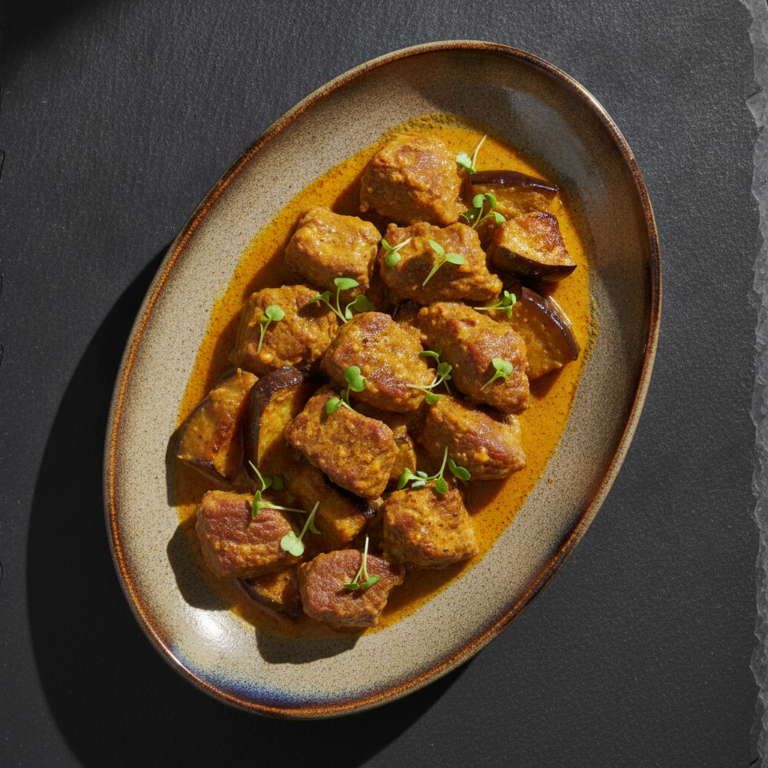 Recette Boeuf Korma aux Aubergines au Cookeo - Plat principal Indienne - Photo du plat prêt à déguster
