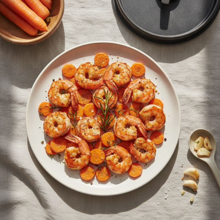 Recette Crevettes rôties aux carottes au Cookeo - Plat principal Française - Photo du plat prêt à déguster