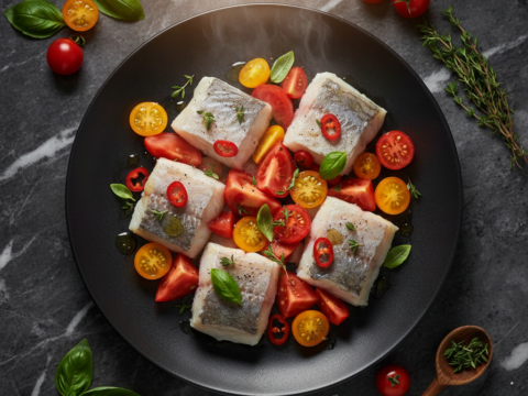 Recette Merlu aux tomates fraîches au Cookeo - Plat principal Française - Photo du plat prêt à déguster