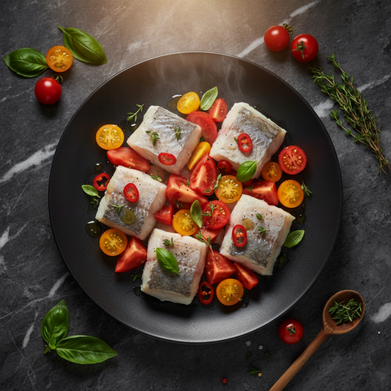 Recette Merlu aux tomates fraîches au Cookeo - Plat principal Française - Photo du plat prêt à déguster