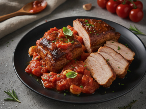 Recette Porc braisé aux tomates au Cookeo - Plat principal Française - Photo du plat prêt à déguster