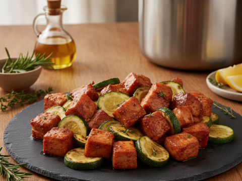 Recette Porc mariné aux courgettes au Cookeo - Plat principal Française - Photo du plat prêt à déguster