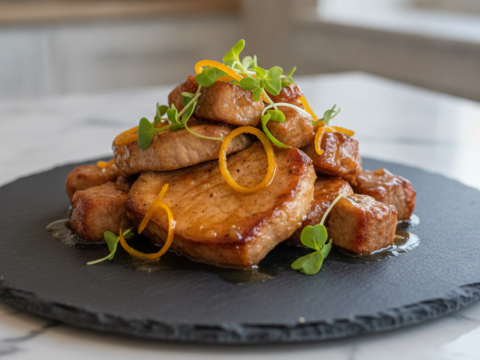 Recette Porc poêlé à l'orange au Cookeo - Plat principal Française - Photo du plat prêt à déguster