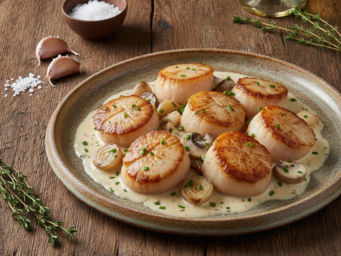 Recette Saint-Jacques à la crème au Cookeo - Plat principal Française - Photo du plat prêt à déguster