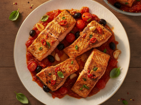 Recette Saumon Arrabiata au Cookeo - Plat principal Italienne - Photo du plat prêt à déguster