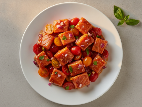 Recette Saumon aigre-doux aux tomates au Cookeo - Plat principal Asiatique - Photo du plat prêt à déguster
