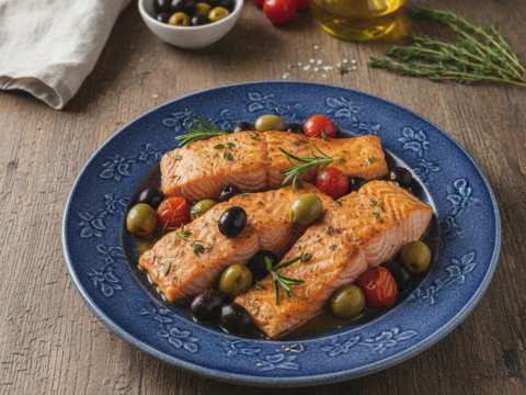 Recette Saumon braisé aux olives au Cookeo - Plat principal Méditerranéenne - Photo du plat prêt à déguster