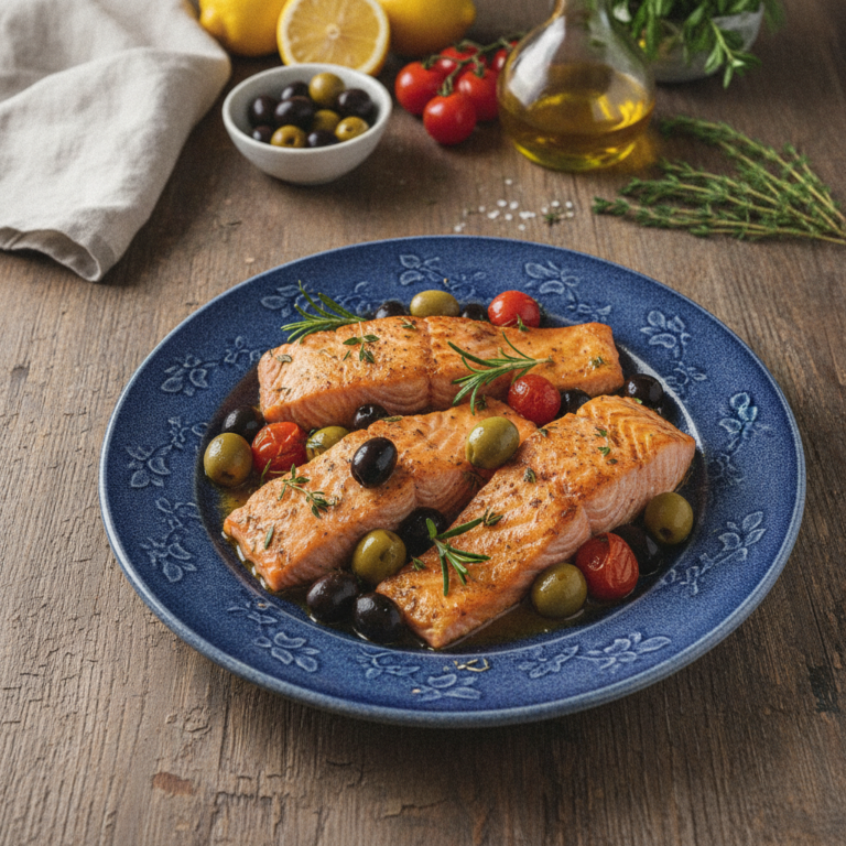 Recette Saumon braisé aux olives au Cookeo - Plat principal Méditerranéenne - Photo du plat prêt à déguster