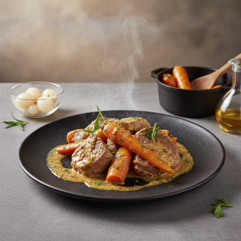 Recette Veau à la moutarde aux carottes au Cookeo - Plat principal Française - Photo du plat prêt à déguster