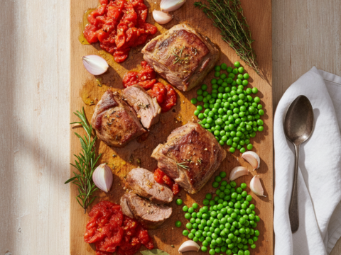 Recette Veau à la tomate aux petits pois au Cookeo - Plat principal Française - Photo du plat prêt à déguster